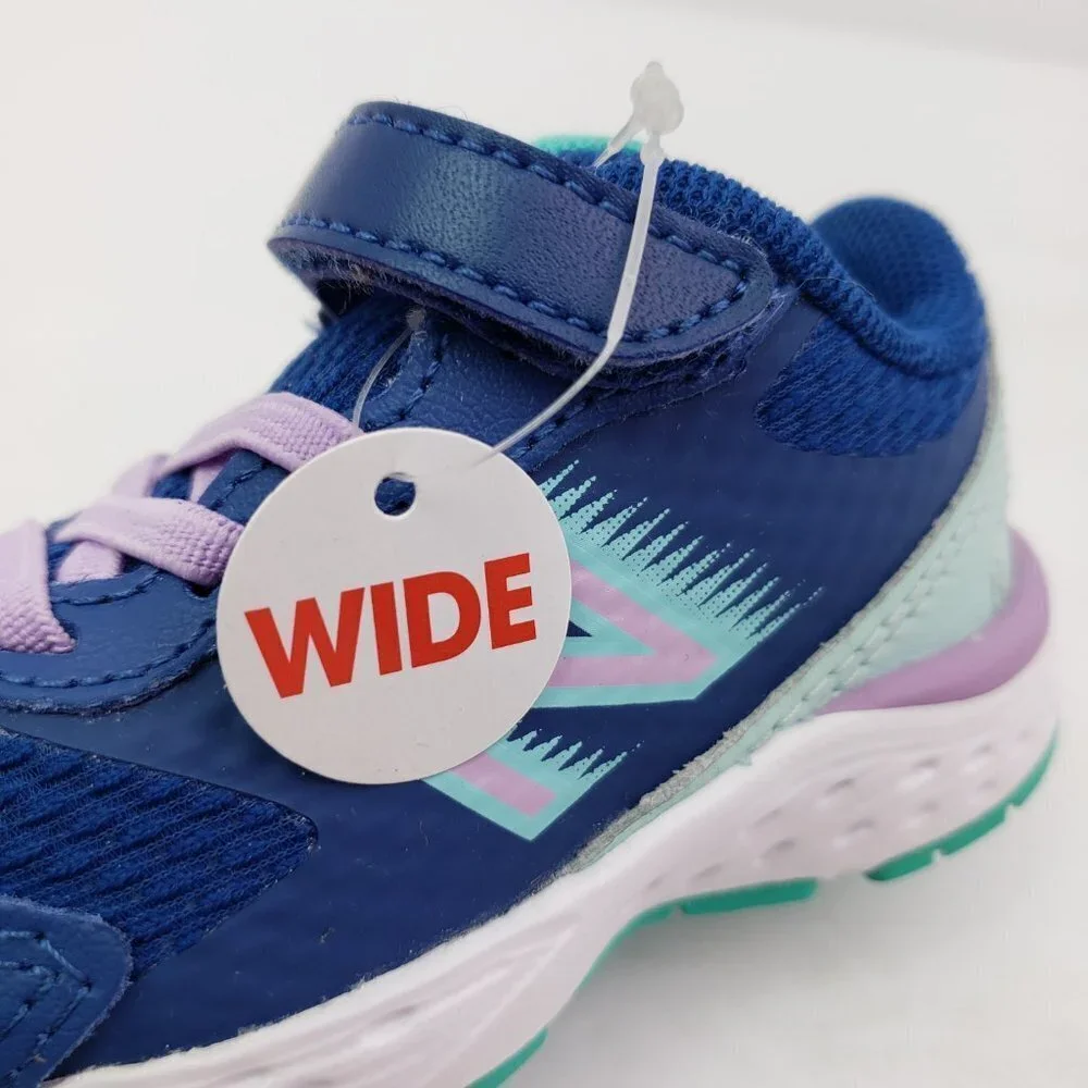 New Balance 680 V6 Toddler Girls Size 4W Wide Captain Blue Violet Sneaker Shoes_11